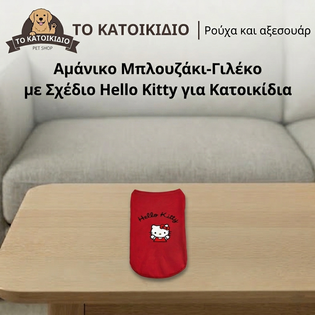 Αμάνικο Μπλουζάκι "Hello Kitty" σε Έντονο Κόκκινο Χρώμα